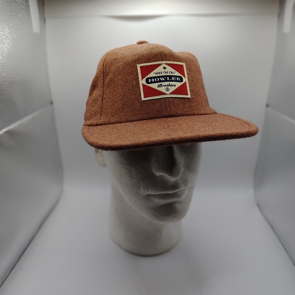 Howler Brothers Brown Wool 5-Panel Hat with Red and Cream Patch